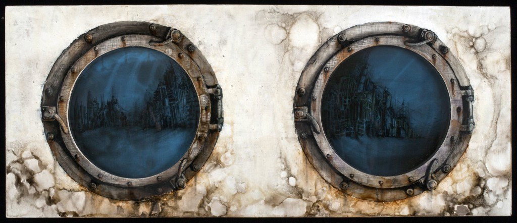 2014, 9 3/4" X 23 1/2" Oil, glass and radiographs on panel