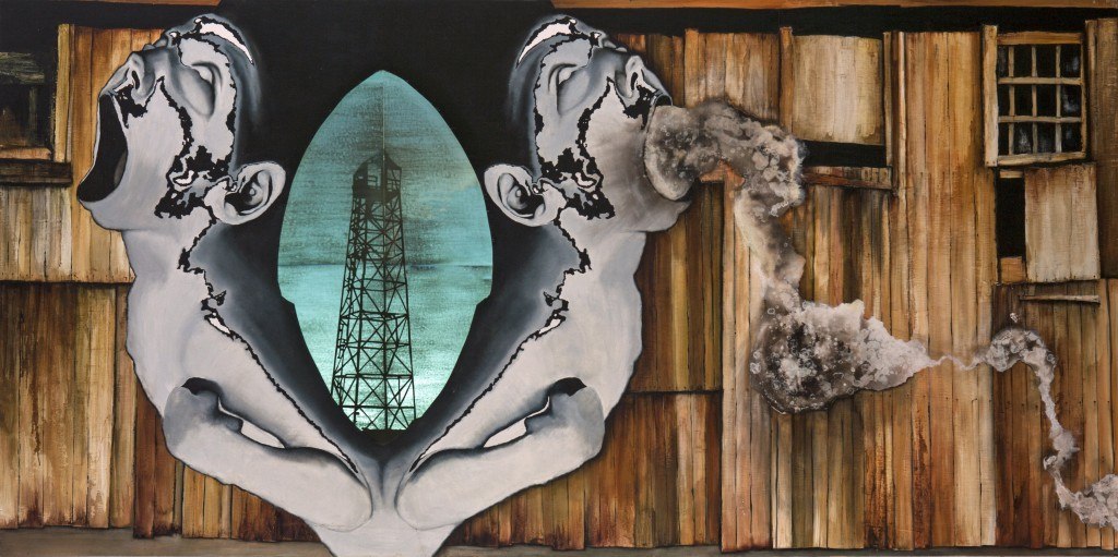 2009, 4' X 8', oil on panel, light box, plexiglass, radiographs